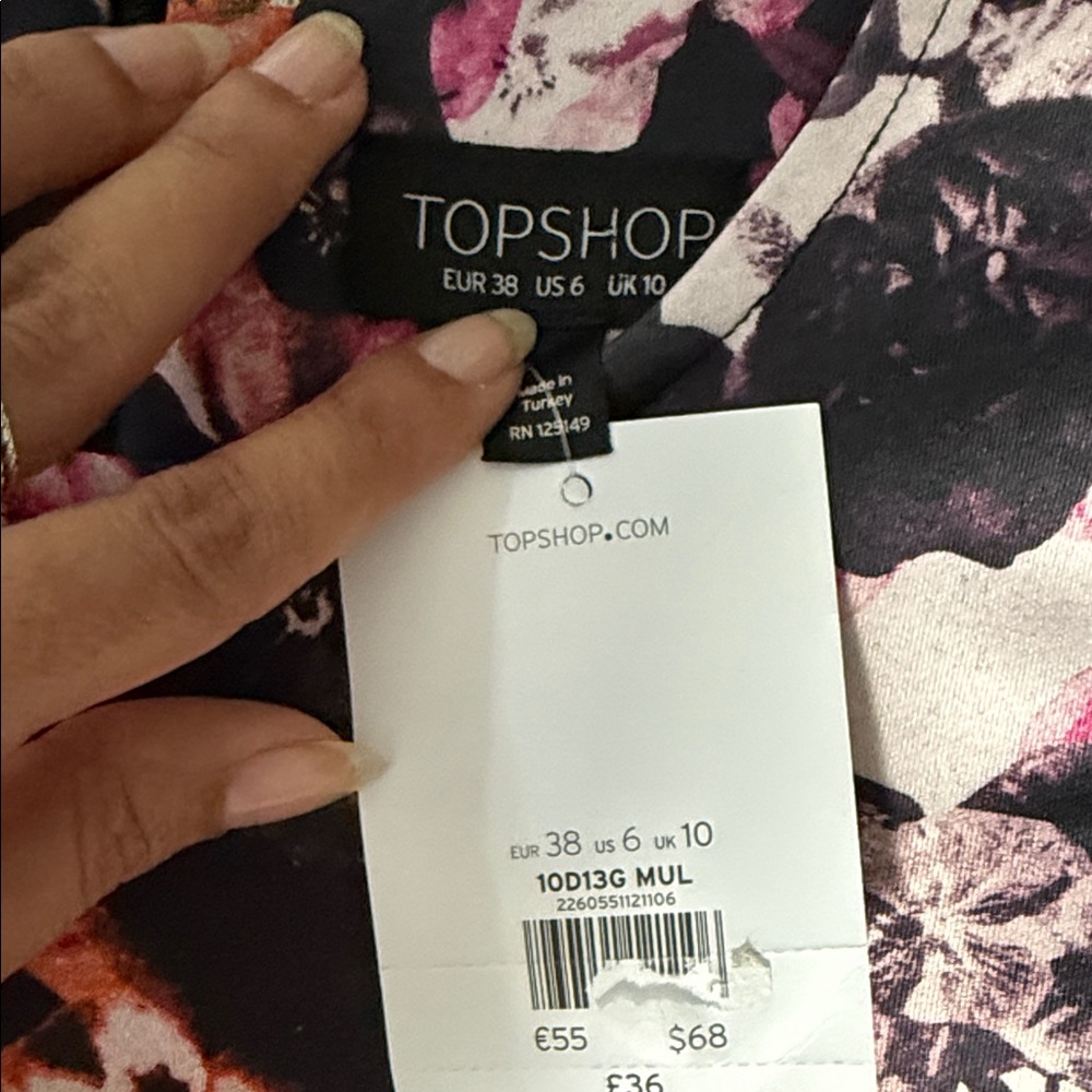 Topshop Floral Contrast Mini Dress - Picture 10 of 10